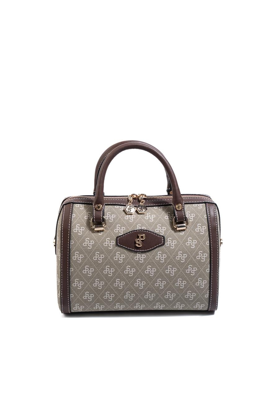 Silver & Polo SP1091 Kadın El Çantası Monogram Y.Yeşil-Kahve