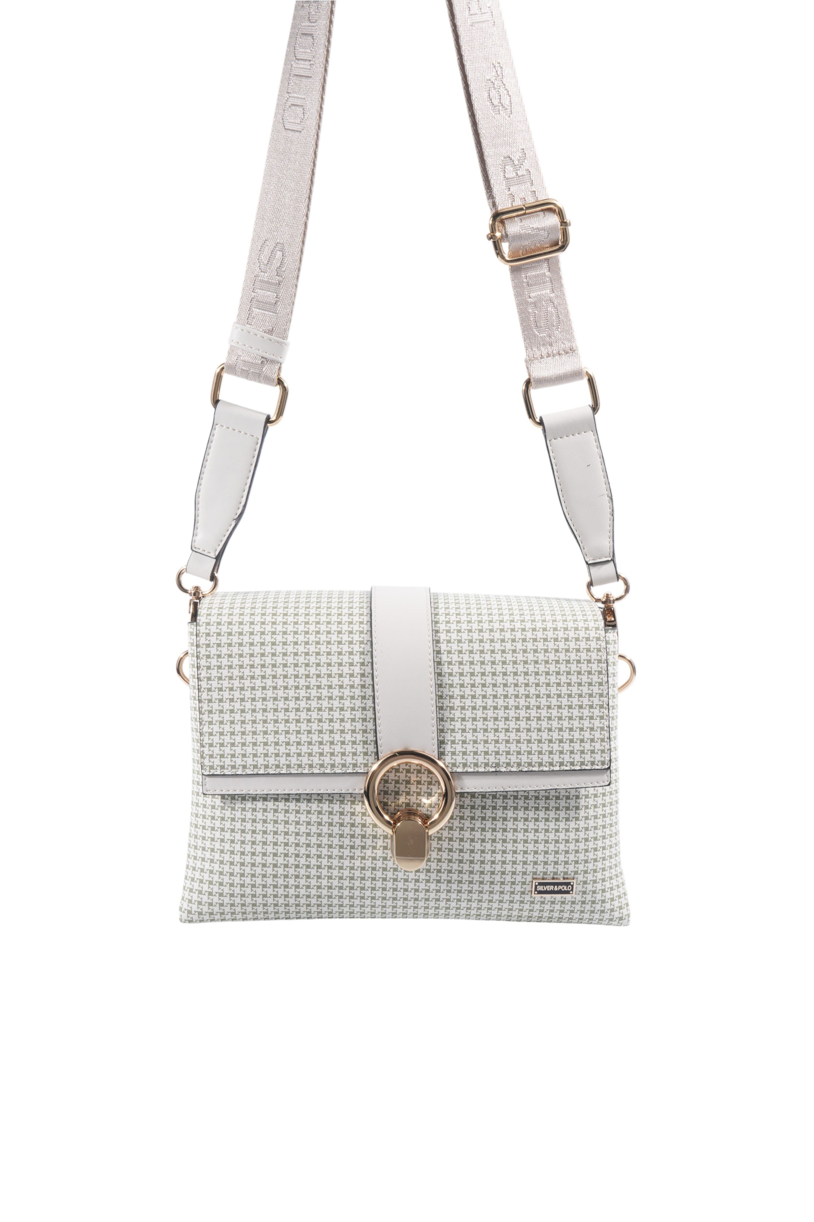 Silver & Polo SP1275 Kadın Çapraz Çanta King Desen Yeşil-Kemik