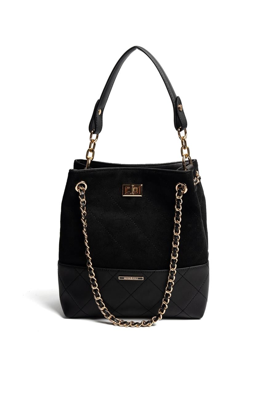 Silver & Polo SP1262 Kadın Omuz Çantası Süet Siyah