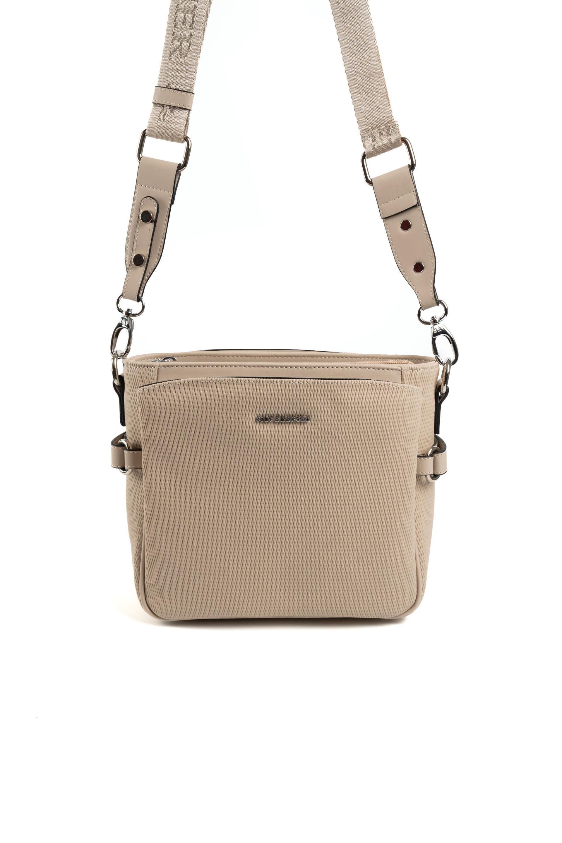 Silver & Polo SP884 Kadın Çapraz Çanta Petek Kum Beji