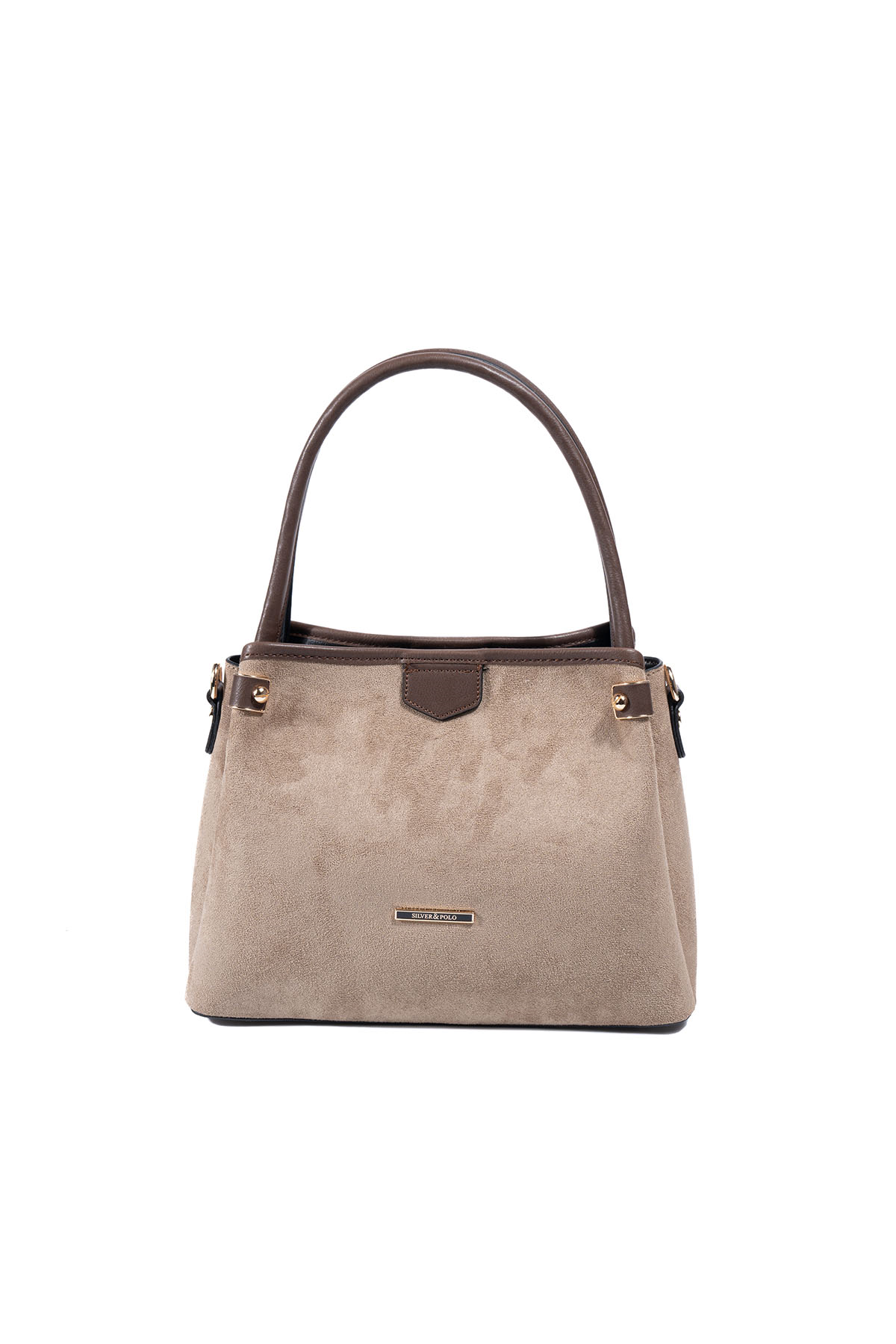 Silver & Polo SP1254 Kadın El Çantası Süet Vizon-Kahve