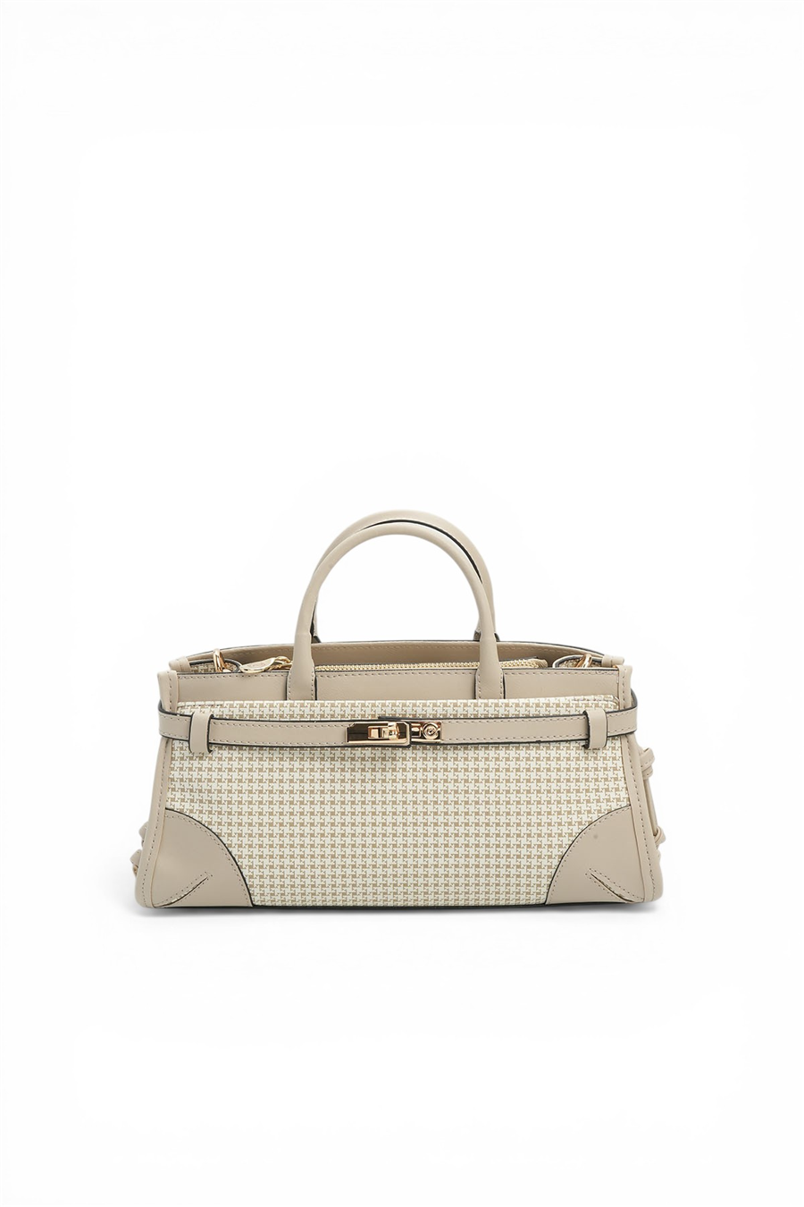 Silver & Polo SP1260 Kadın El Çantası Kaz Ayağı Ekose Kum-Kum Beji