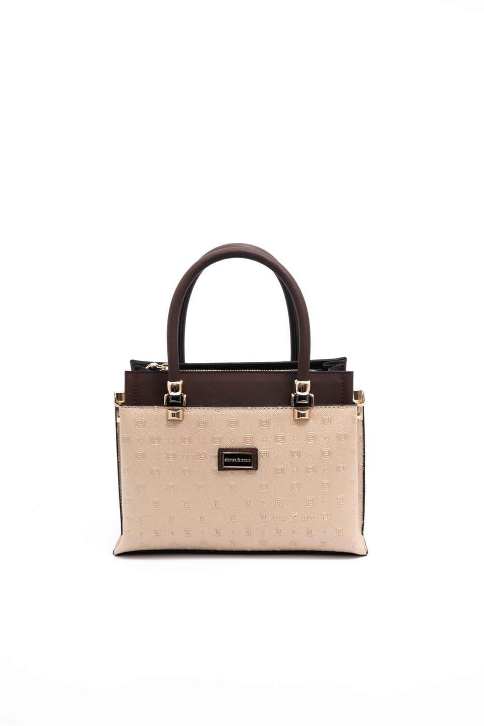 Silver & Polo SP826 Kadın El Çantası Logolu Nut-Kahve