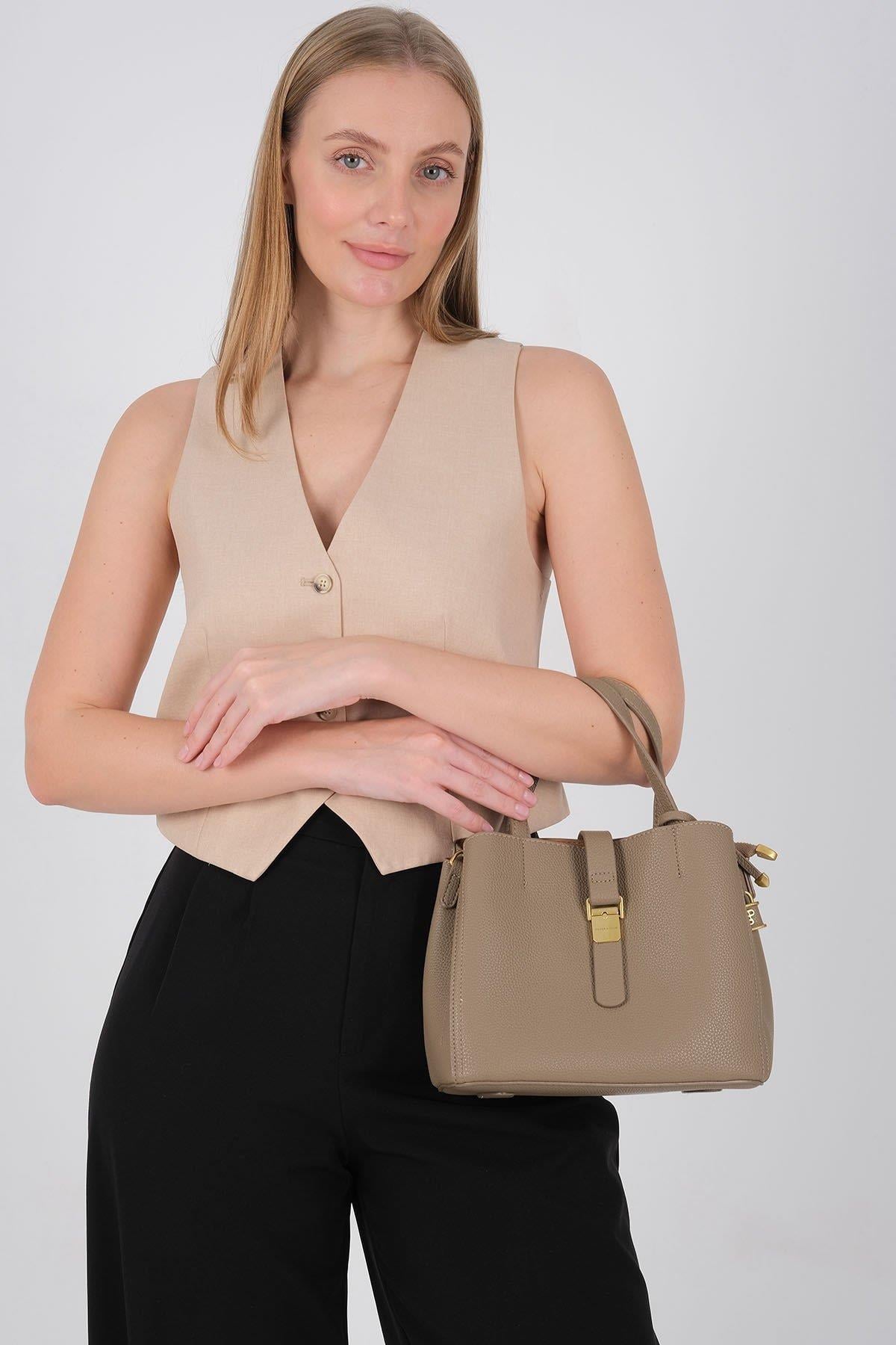 Silver Polo SP1245 Kadın Omuz Çantası Mini Rolax Vizon-Vizon