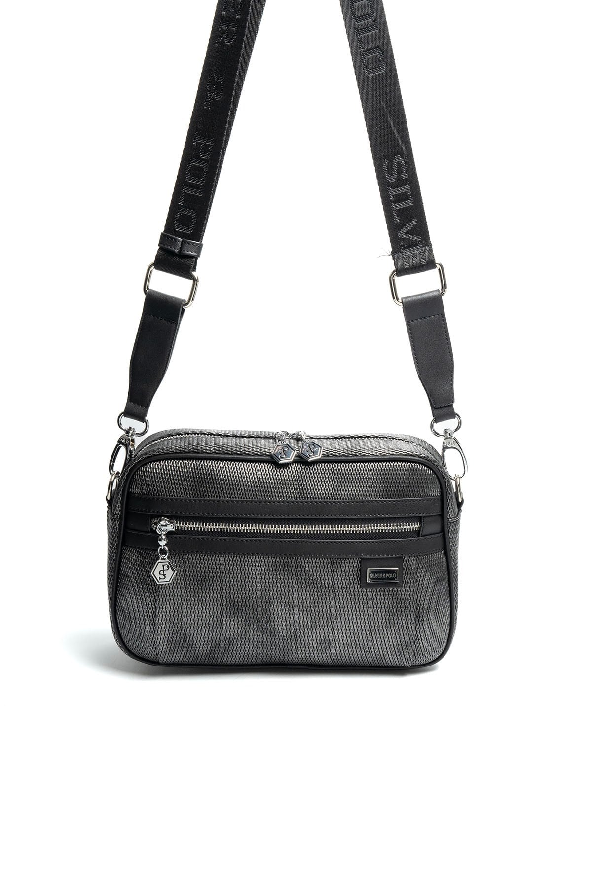 Silver & Polo SP1280 Kadın Çapraz Çanta Petek M.Gümüş-Siyah