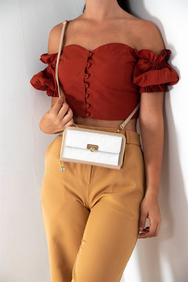 Silver & Polo SP921 Kadın Telefon Çantası Logolu Sedef-S.Nut