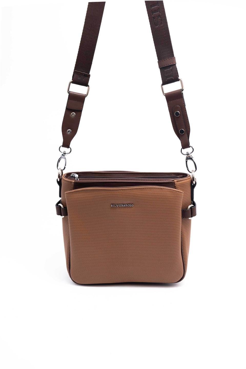 Silver & Polo SP884 Kadın Çapraz Çanta Petek Karamel-Kahve