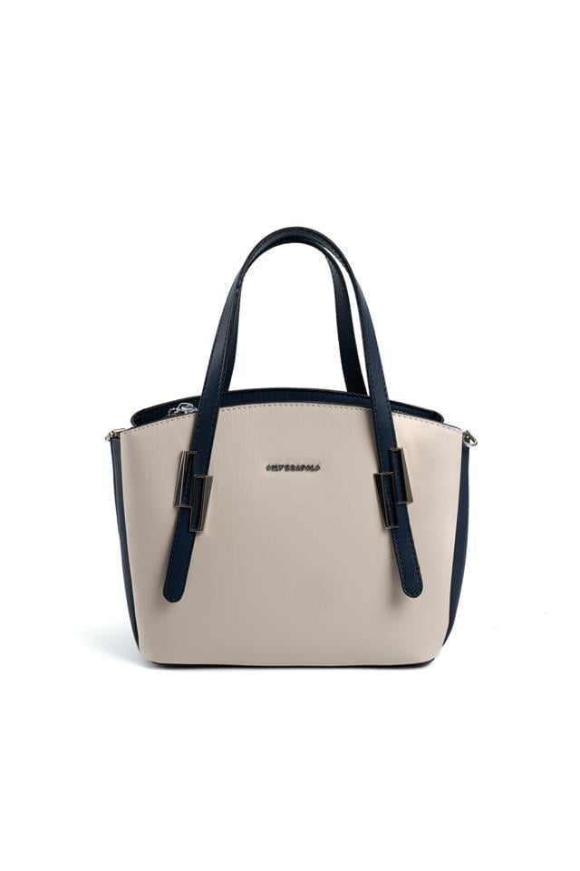 Silver & Polo SP1021 Kadın El Çantası Düz Bej-Lacivert