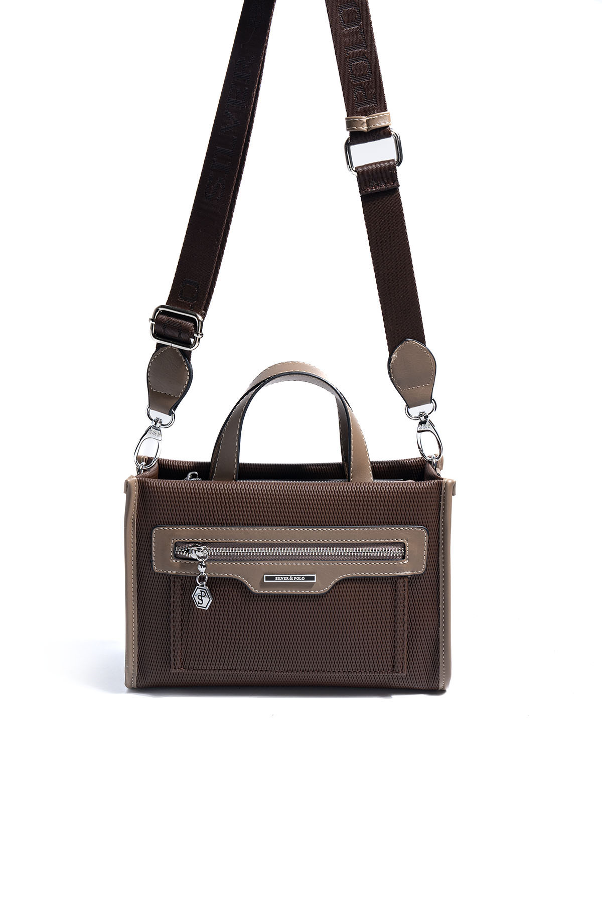Silver & Polo SP1271 Kadın El Çantası Petek Kahve-Vizon