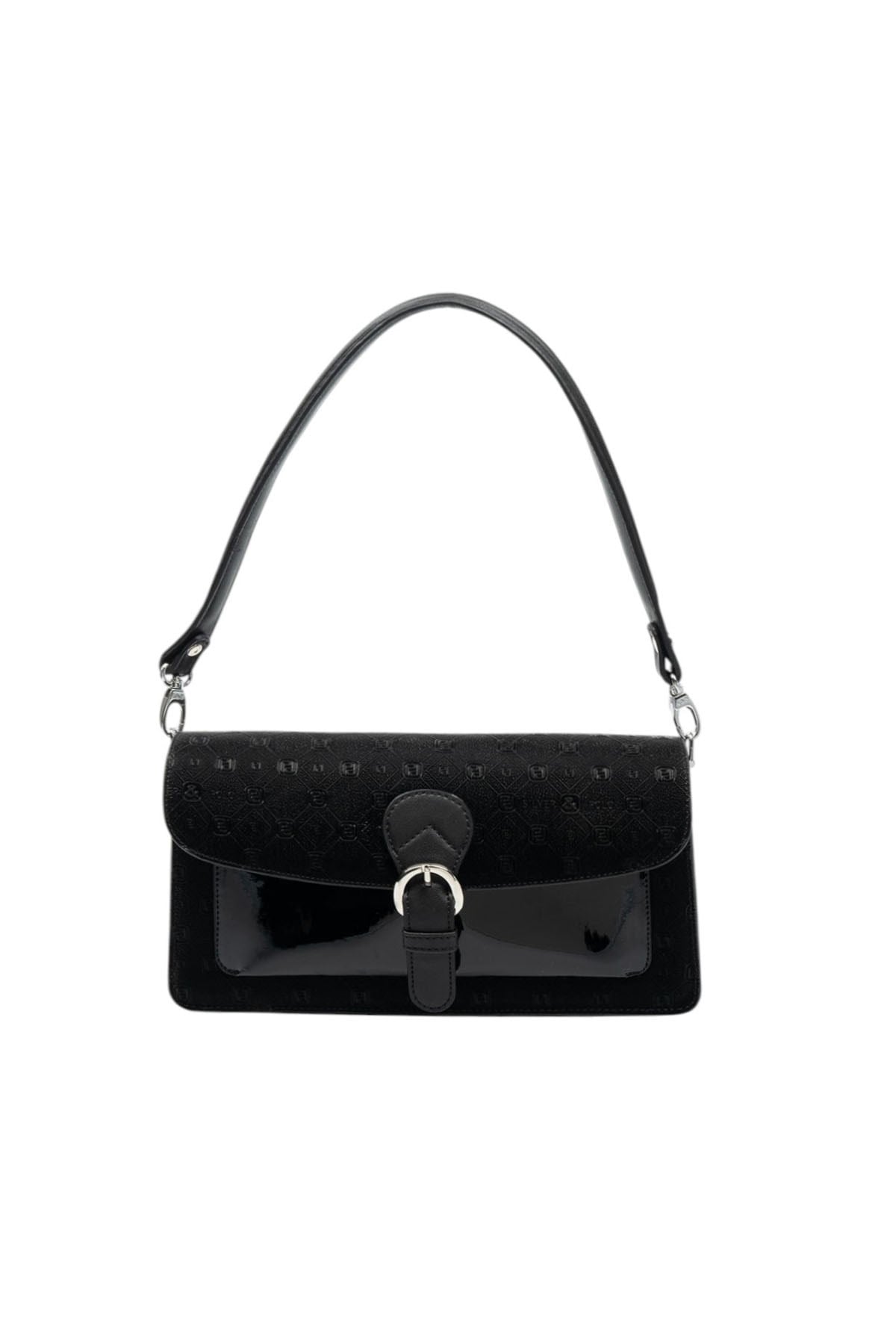 Silver & Polo SP1279 Kadın Çapraz Çanta Fashion Siyah-Rugan Siyah-Siyah