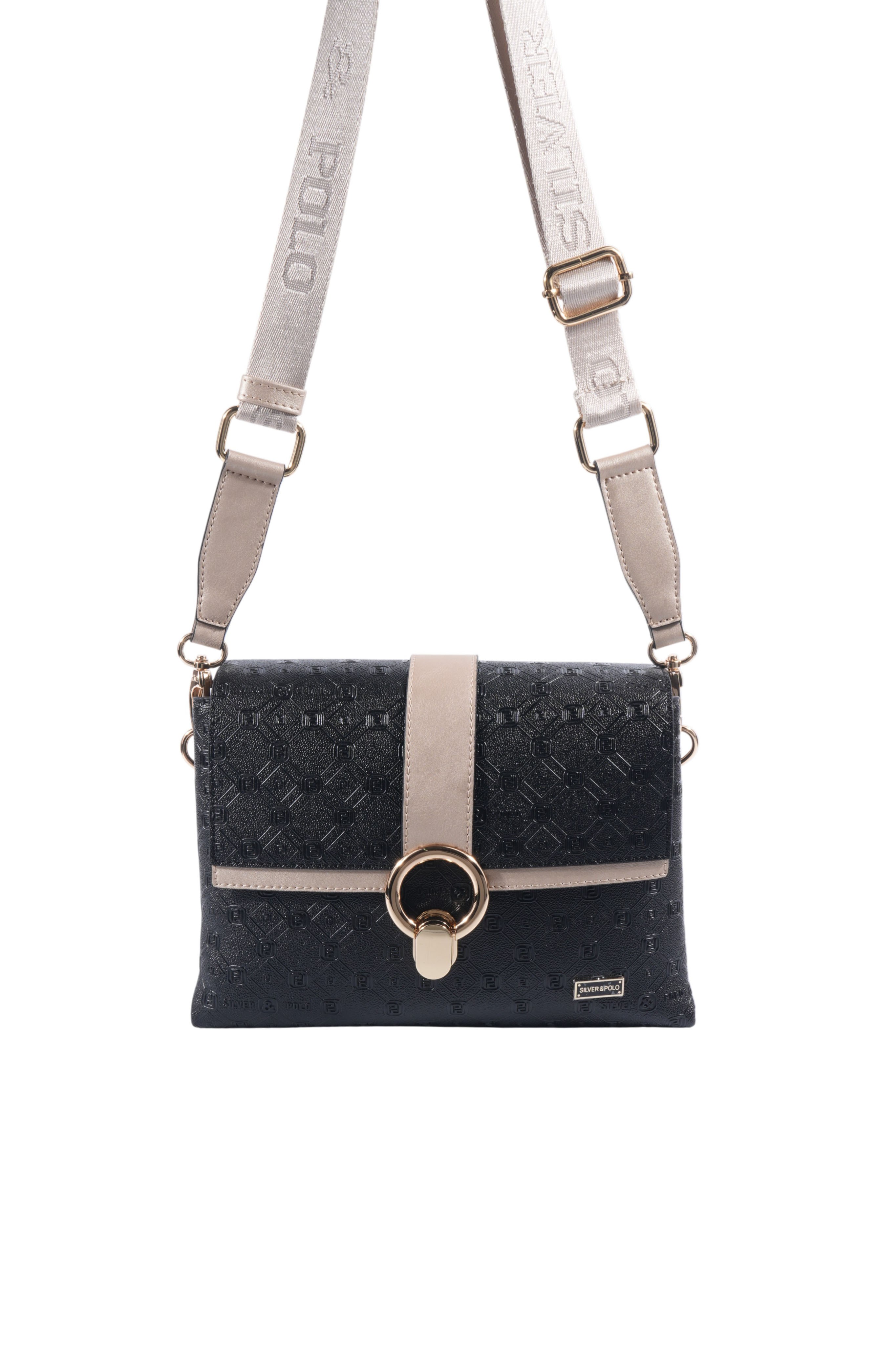 Silver & Polo SP1275 Kadın Çapraz Çanta Logolu Siyah-S.Nut