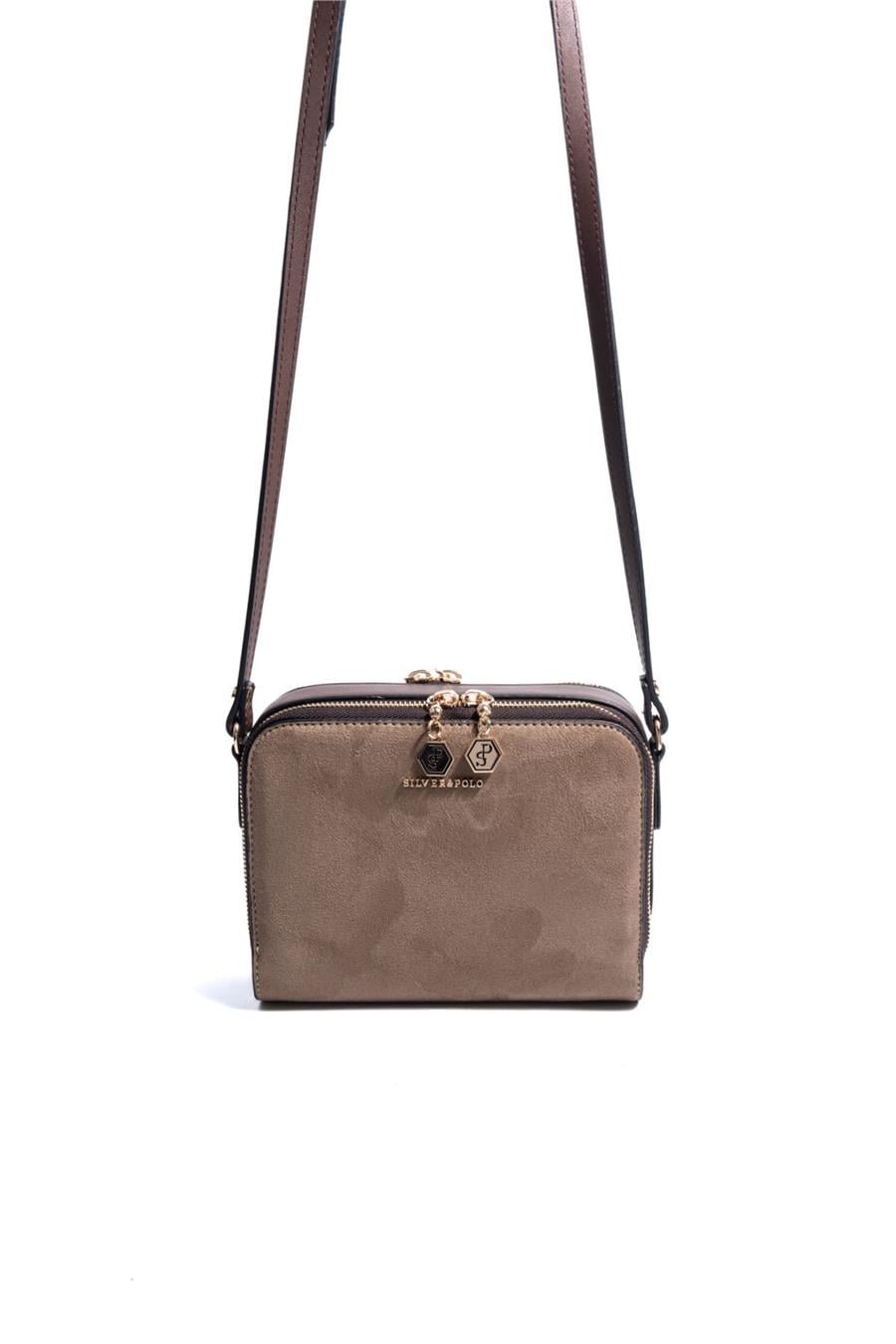Silver & Polo SP888 Kadın Çapraz Çanta Süet Vizon-Kahve