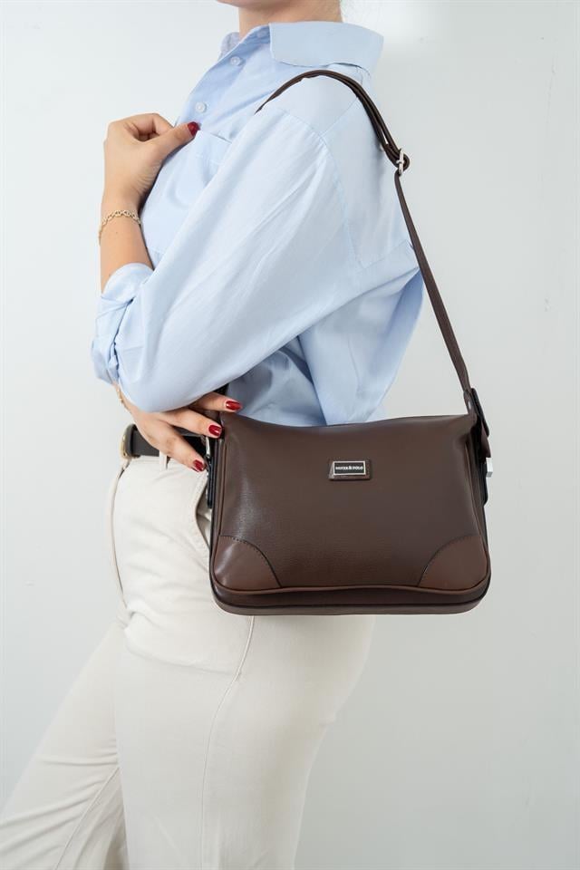 Silver & Polo SP784 Kadın Çapraz Çanta Düz Kahve