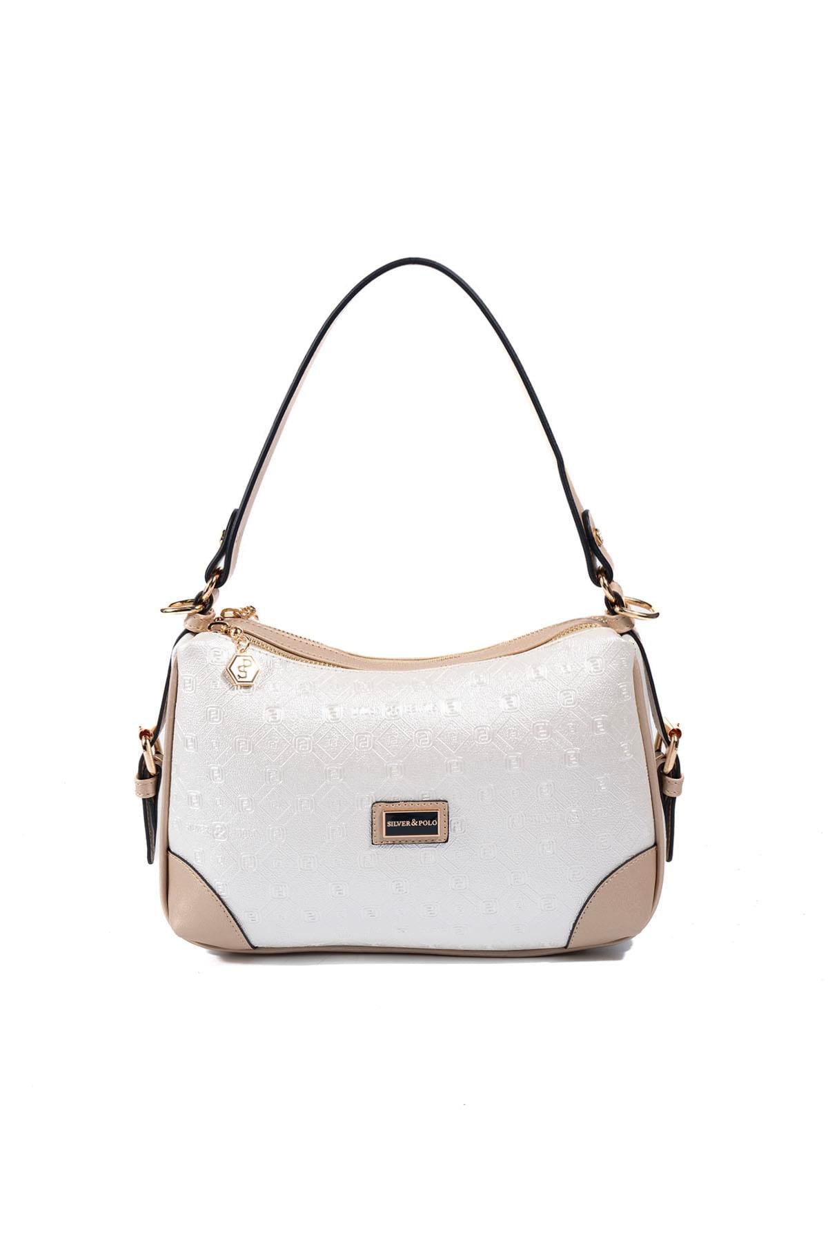 Silver & Polo SP1269 Kadın Omuz Çantası Logolu Sedef-S.Nut