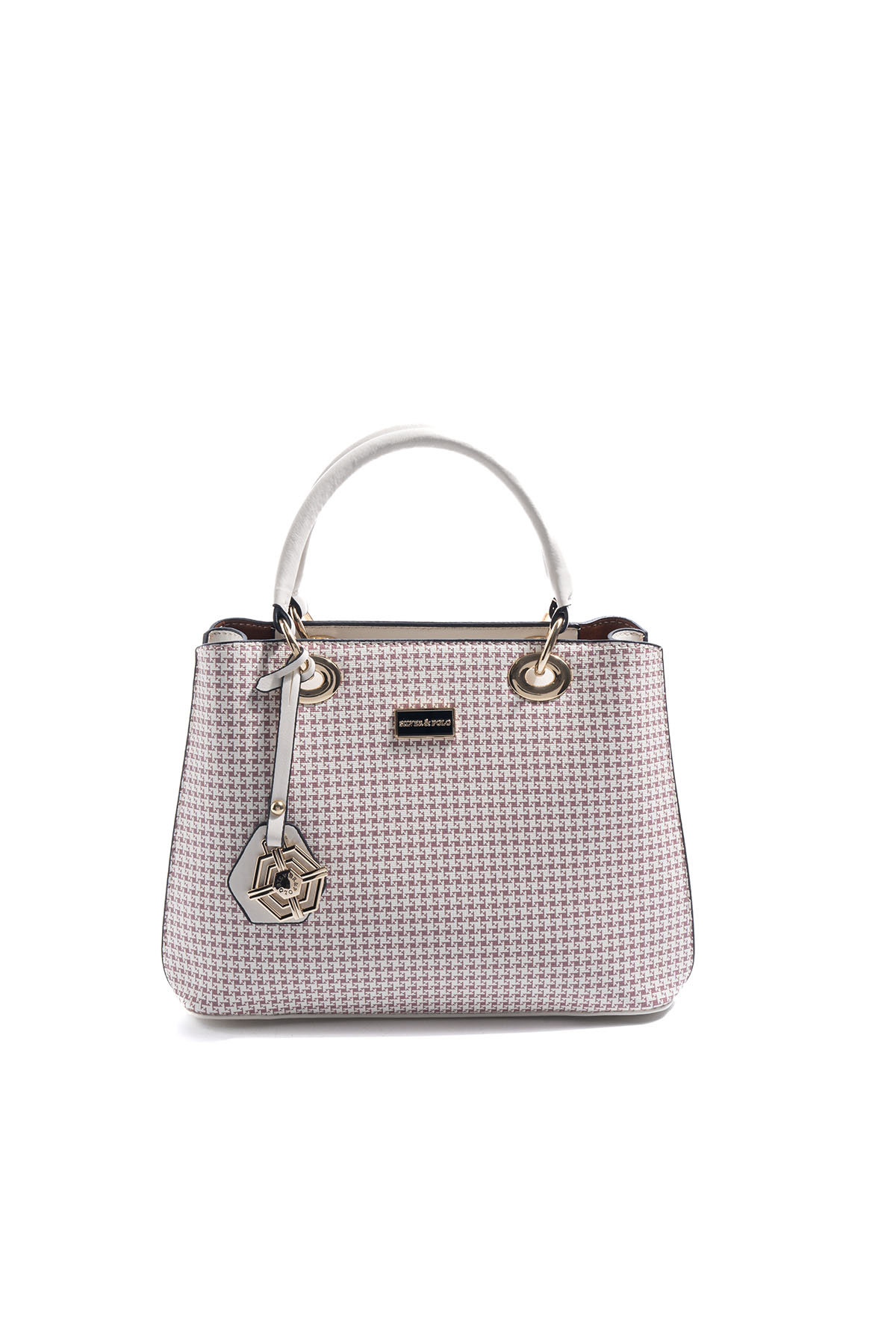 Silver & Polo SP1272 Kadın El Çantası Kaz Ayağı Ekose Bordo-Kemik