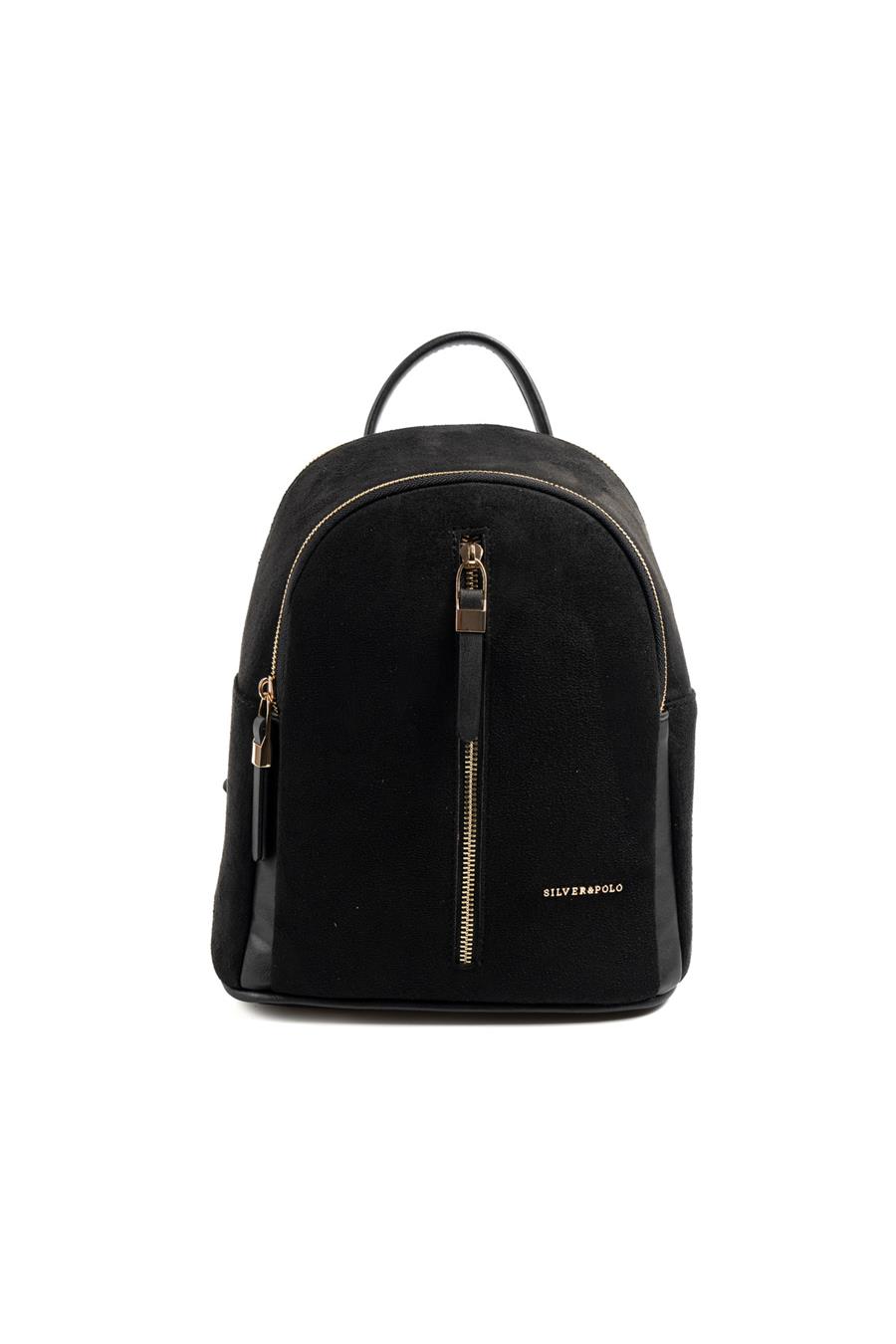 Silver & Polo SP901 Kadın Sırt Çantası Süet Siyah