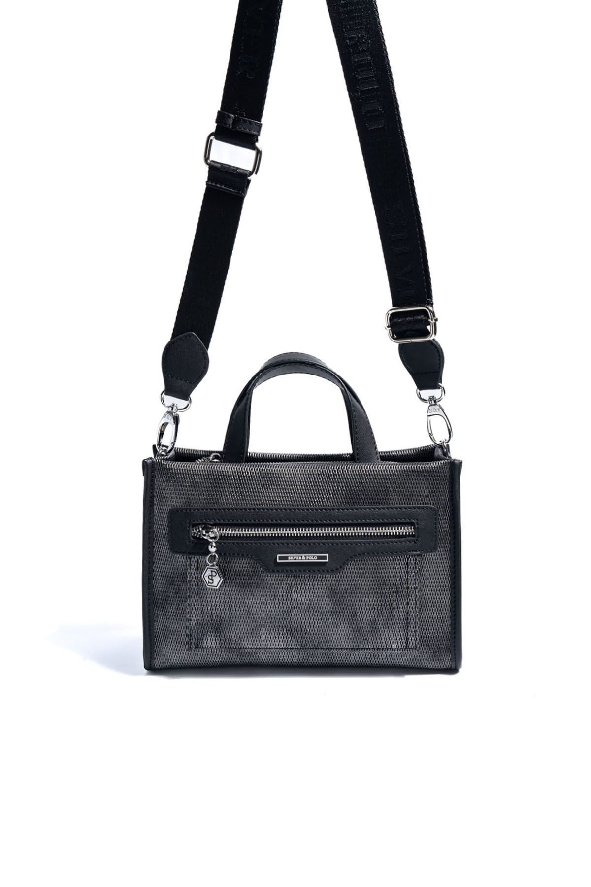 Silver & Polo SP1271 Kadın El Çantası Petek M.Gümüş-Siyah