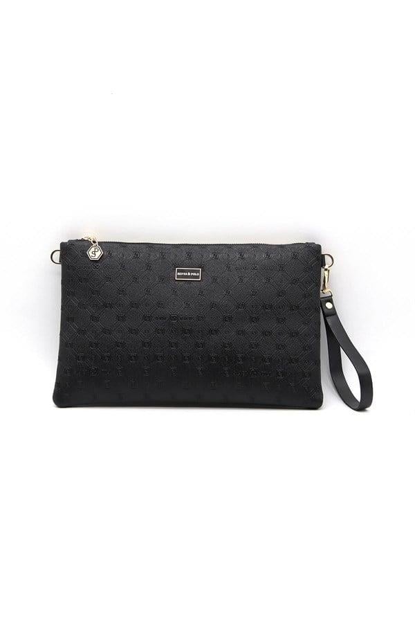 Silver & Polo SP1034 Kadın Portföy & Clutch Logolu Siyah