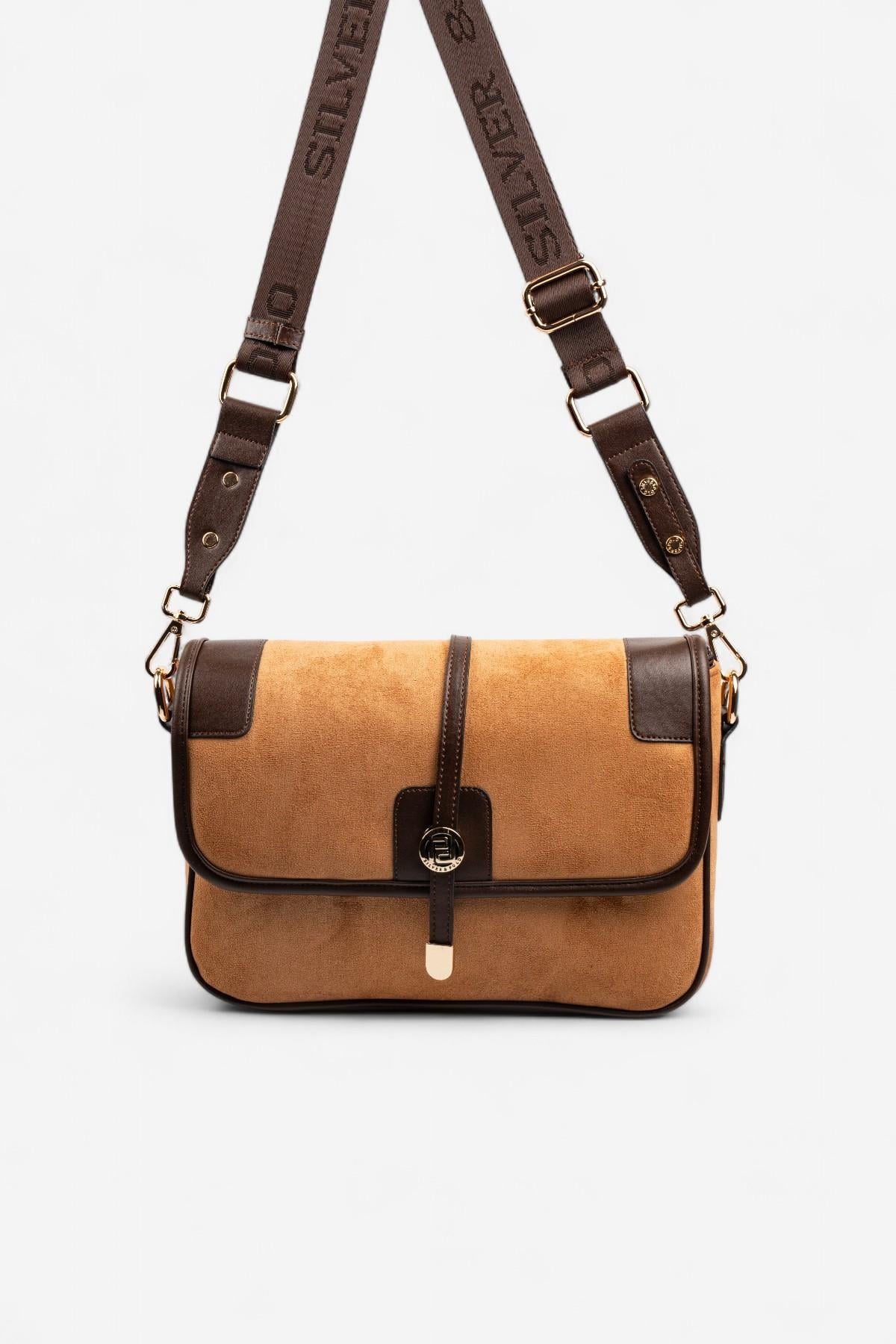 Silver & Polo SP1182 Kadın Çapraz Çanta Süet Taba-Kahve