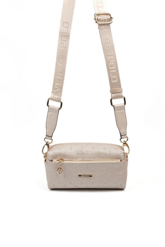 Silver & Polo SP1142 Kadın Çapraz Çanta Logolu Bej-S.Bej
