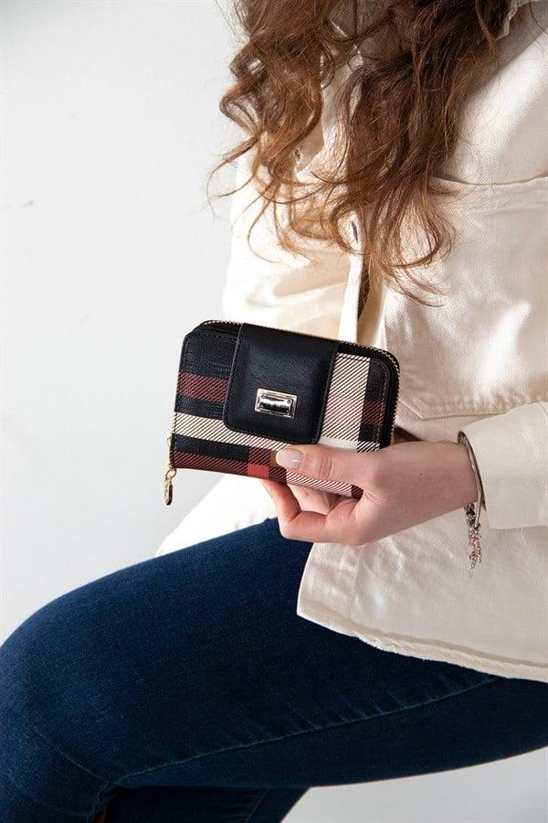 Silver & Polo SP935 Kadın Cüzdan & Kartlık Ekose Siyah