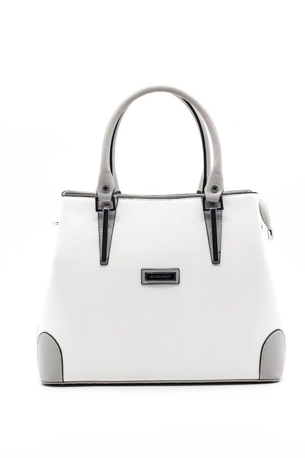 Silver & Polo SP667 Kadın El Çantası Düz Beyaz-A.Gri