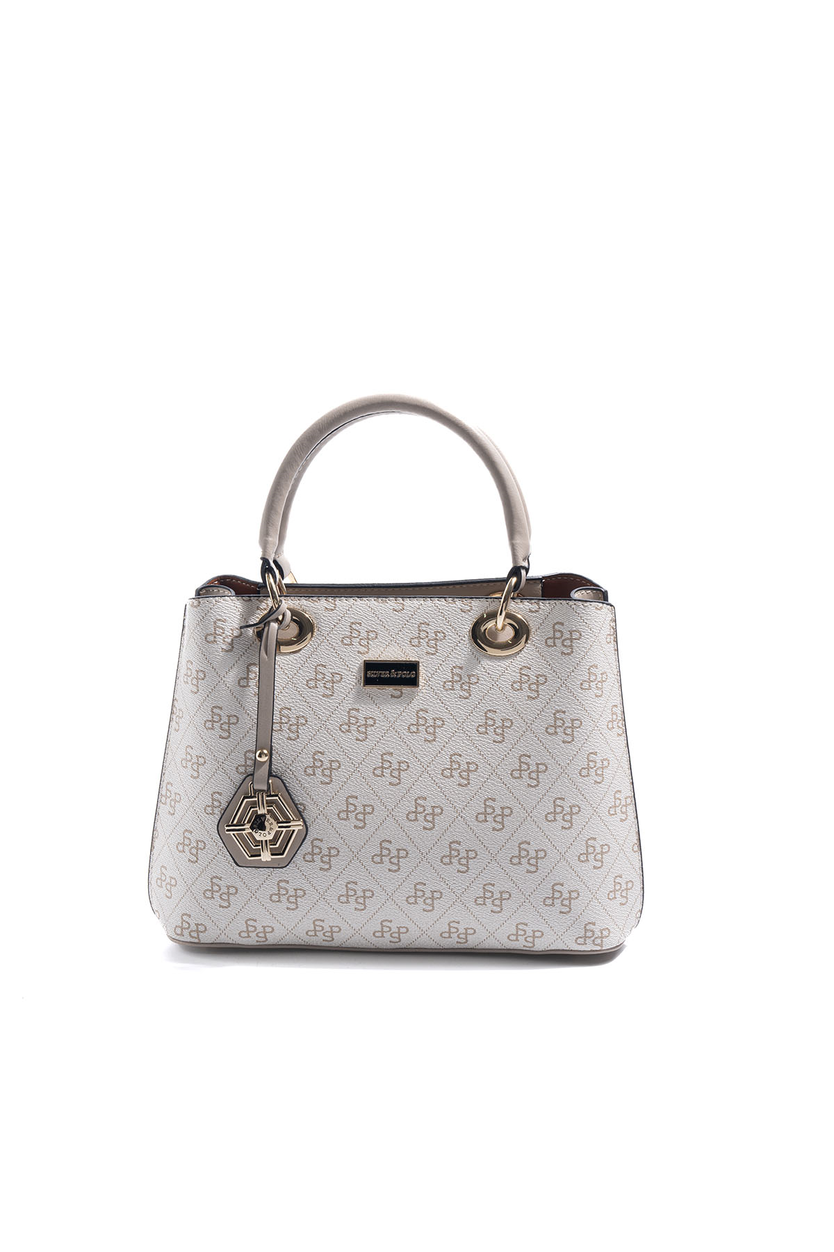 Silver & Polo SP1272 Kadın El Çantası Monogram Bej-Kum