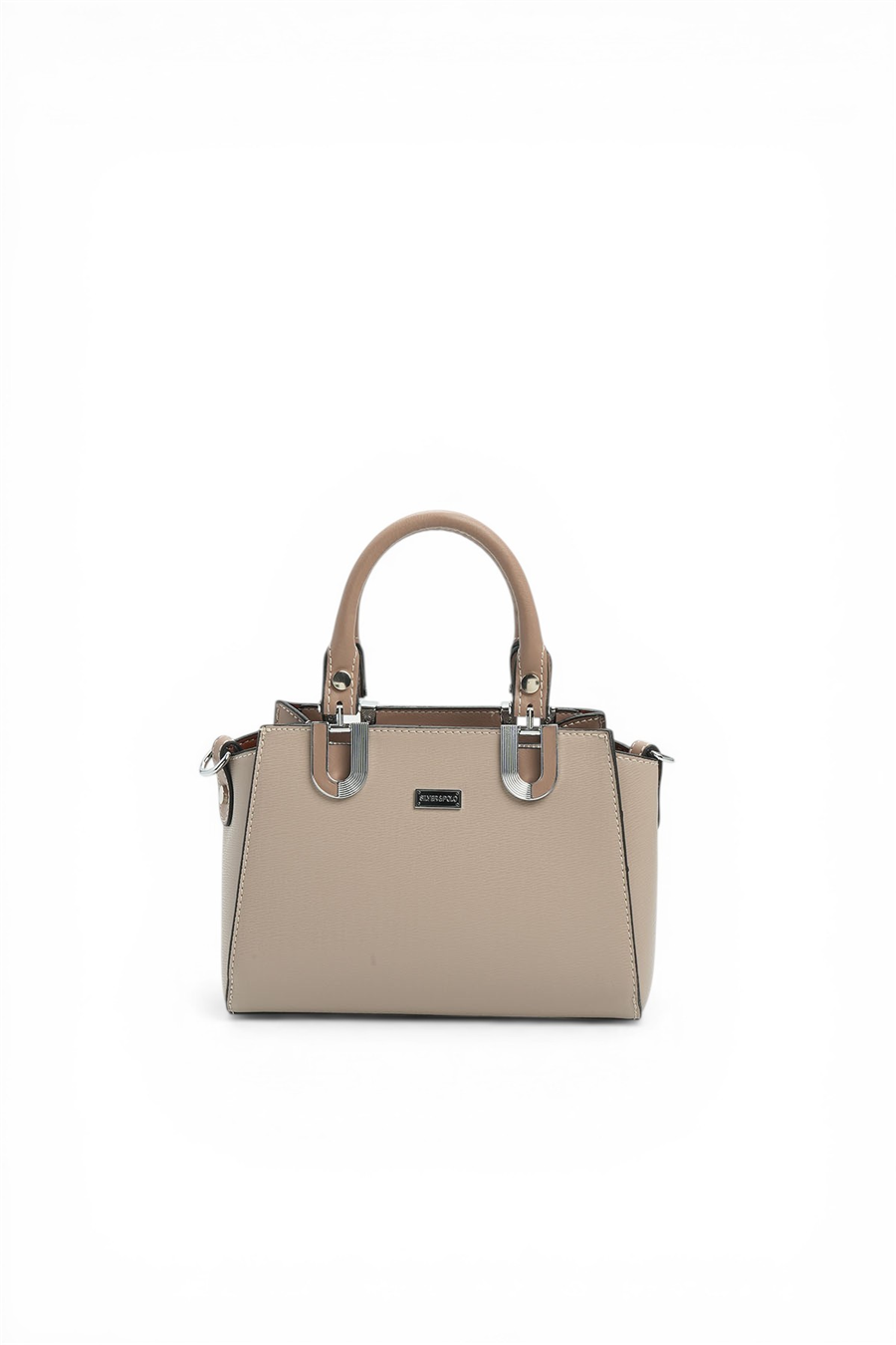 Silver & Polo SP1281 Kadın El Çantası Düz Koyu Bej-Latte