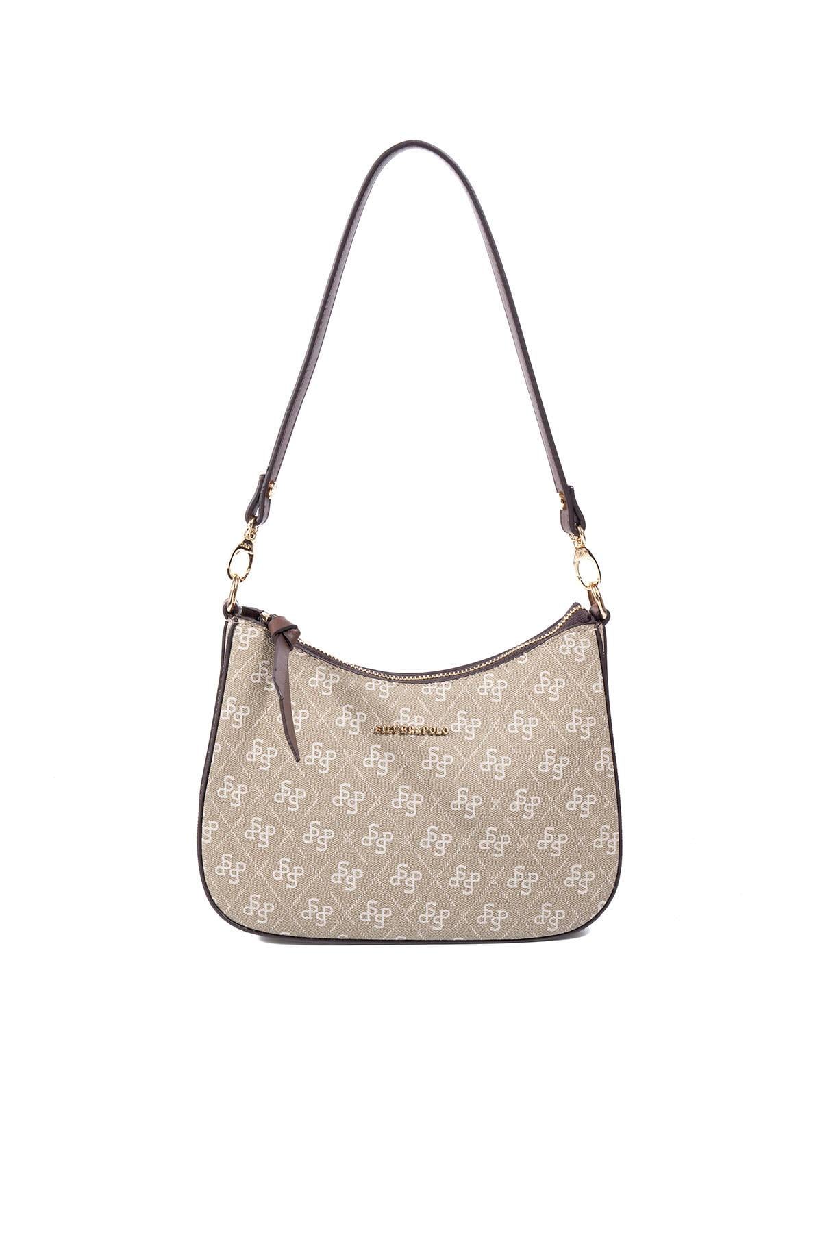 Silver & Polo SP1259 Kadın Omuz Çantası Monogram Y.Yeşil-Kahve