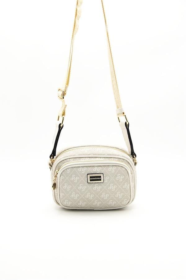 Silver & Polo SP1111 Kadın Çapraz Çanta Monogram Taş-Kemik