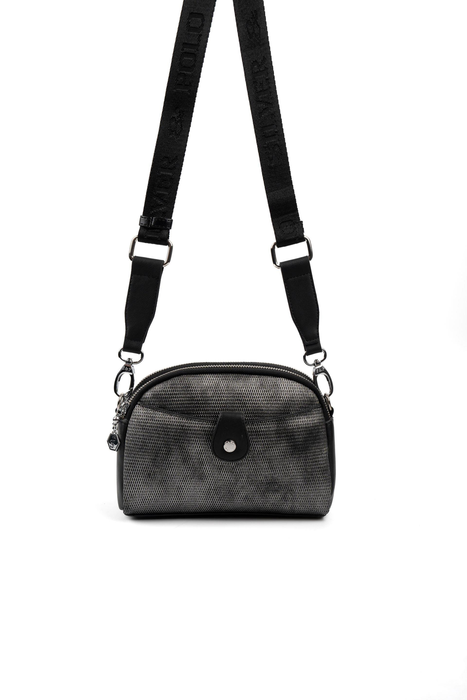 Silver & Polo SP1144 Kadın Çapraz Çanta Petek M.Gümüş-Siyah