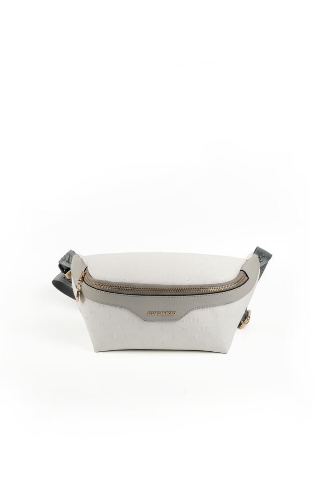 Silver & Polo SP1192 Kadın Bel Çantası Logolu Beyaz-A.Gri