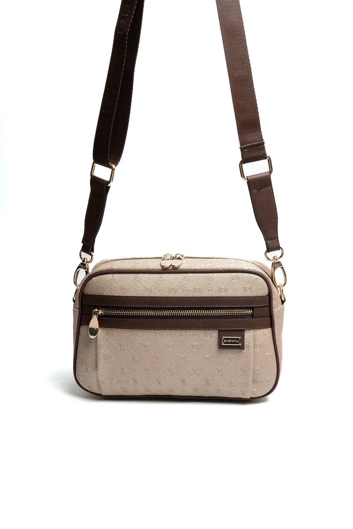 Silver & Polo SP1280 Kadın Çapraz Çanta Logolu Nut-Kahve