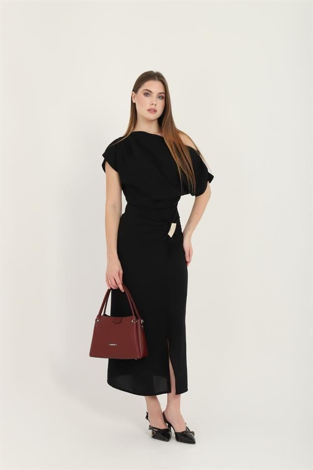 Silver & Polo SP1254 Kadın El Çantası Düz Bordo-Bordo