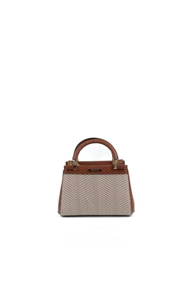 Silver & Polo SP1193 Kadın El Çantası Hasır Bej-Taba