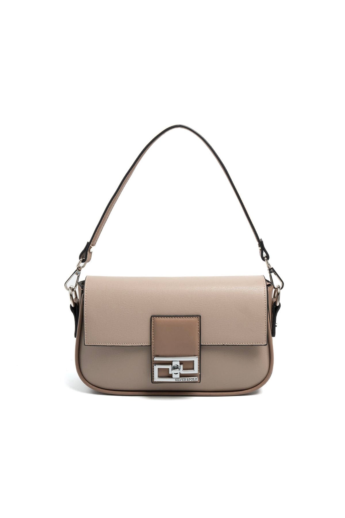 Silver & Polo SP1179 Kadın Omuz Çantası Düz Koyu Bej-Latte