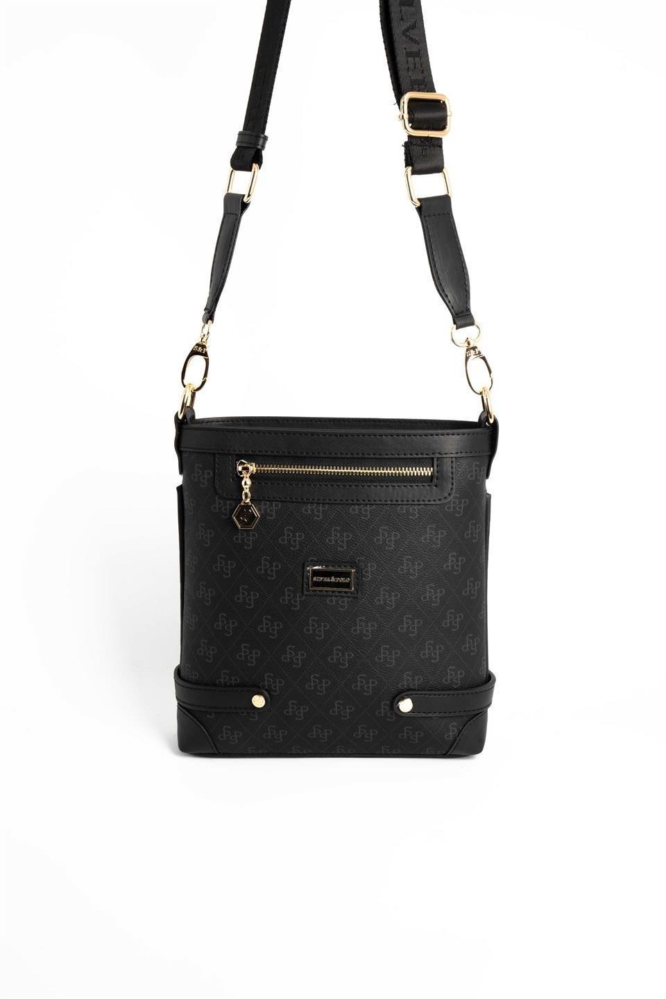 Silver & Polo SP1120 Kadın Çapraz Çanta Monogram Siyah