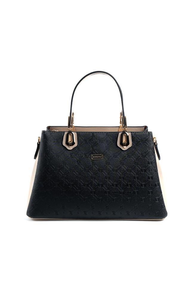 Silver & Polo SP1253 Kadın El Çantası Logolu Siyah-S.Nut
