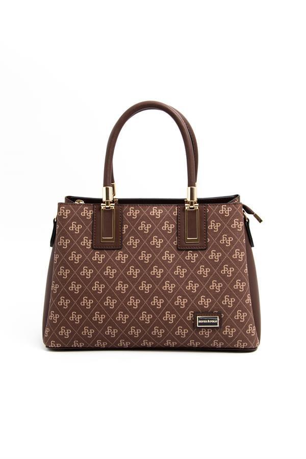 Silver & Polo SP1000 Kadın El Çantası Monogram Kahve-Kahve