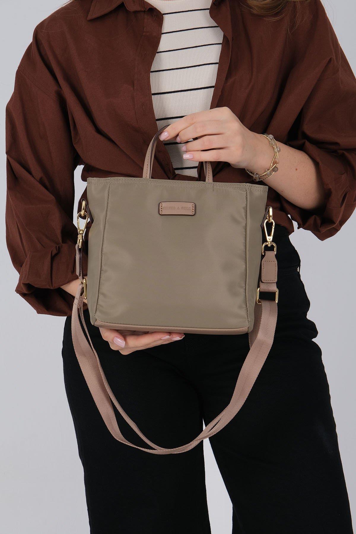 Silver & Polo SP1225 Kadın El Çantası Saten Yeşil-Kum