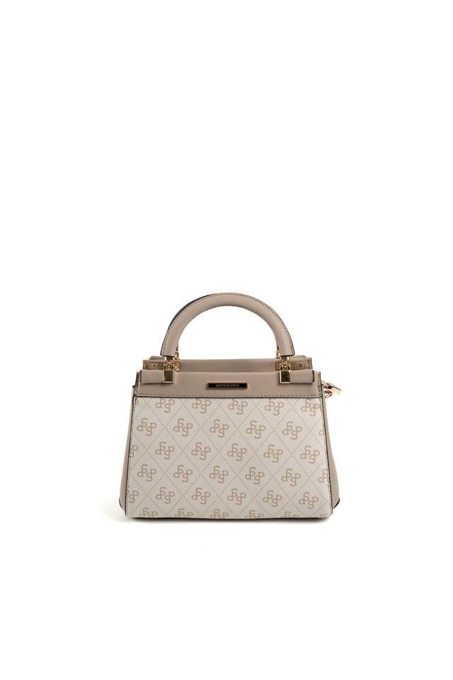Silver & Polo SP1193 Kadın El Çantası Monogram Bej-Kum