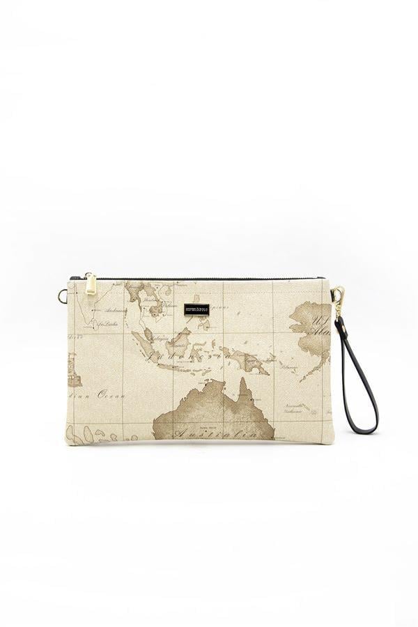 Silver & Polo SP1034 Kadın Portföy & Clutch Harita Koyu Bej-A.Taba