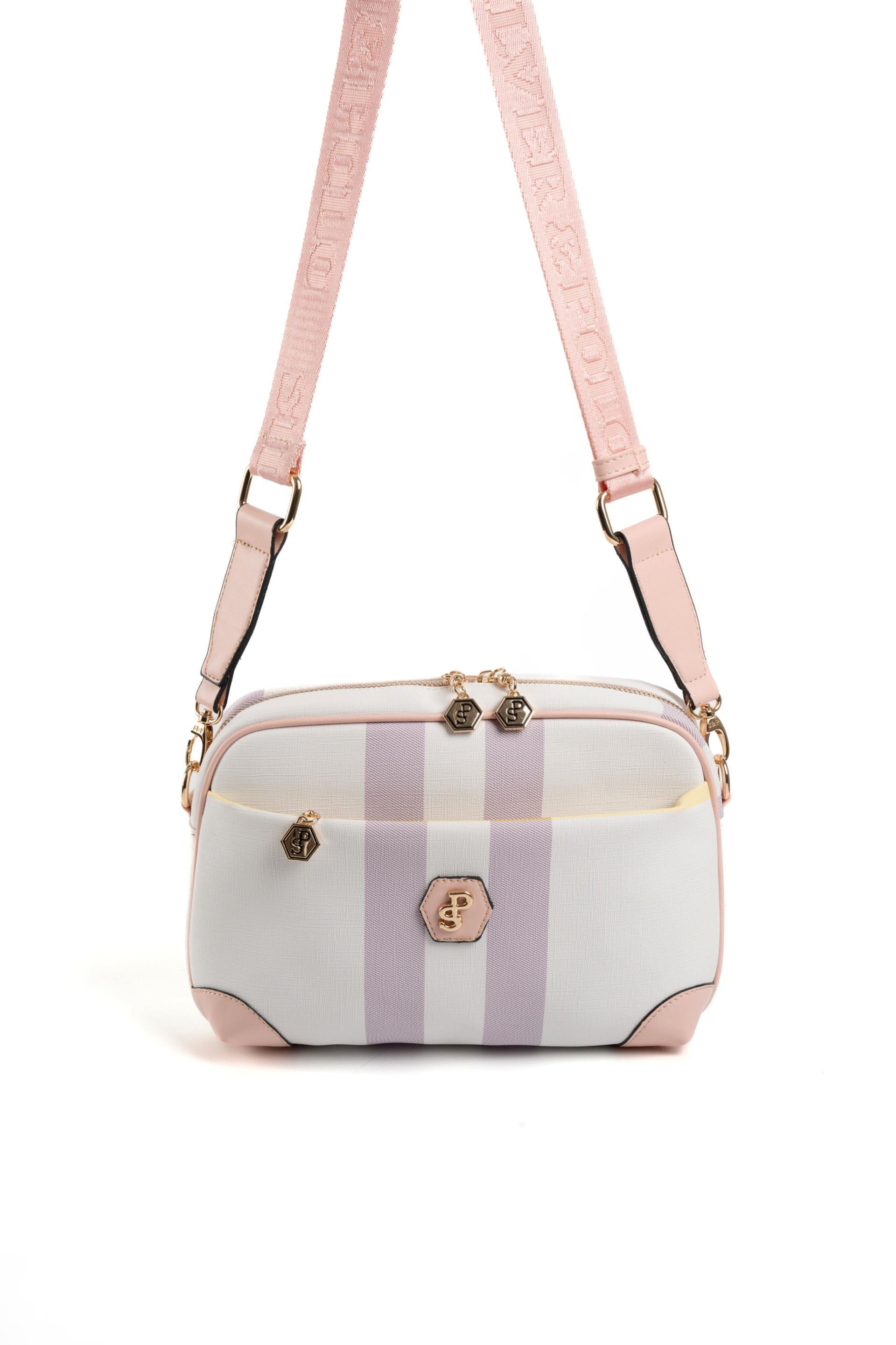 Silver & Polo SP1094 Kadın Çapraz Çanta Ekose Lila-Pembe