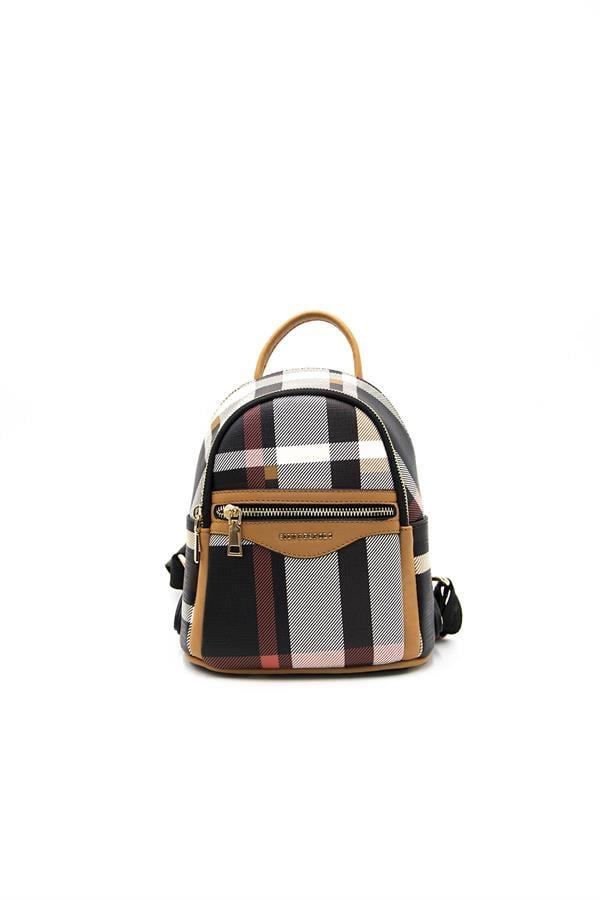 Silver & Polo SP983 Kadın Sırt Çantası Ekose Siyah-A.Taba