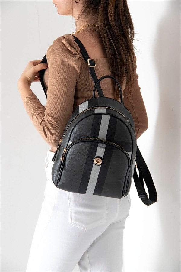 Silver & Polo SP1062 Kadın Sırt Çantası Ekose Siyah