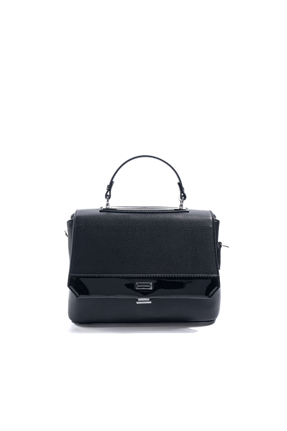 Silver & Polo SP838 Kadın Çapraz Çanta Düz Siyah-Rugan Siyah