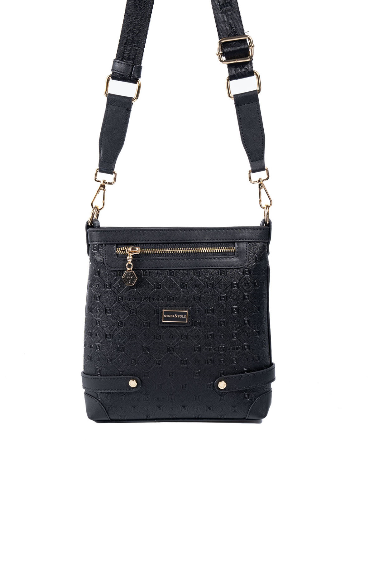 Silver & Polo SP1120 Kadın Çapraz Çanta Logolu Siyah