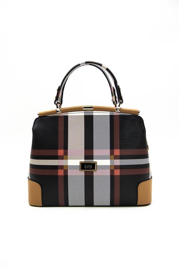 Silver & Polo SP706 Kadın El Çantası Ekose Siyah-A.Taba