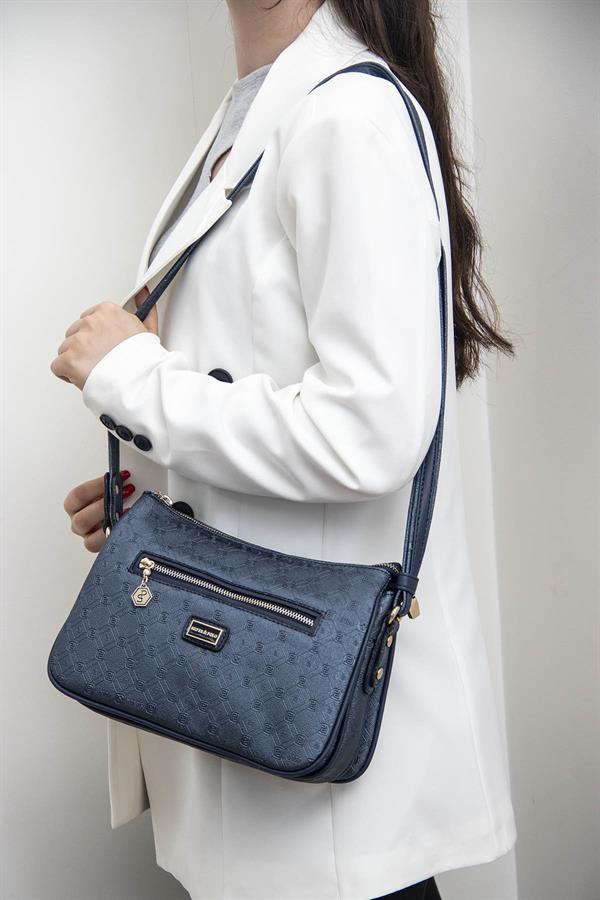 Silver & Polo SP818 Kadın Çapraz Çanta Logolu Lacivert-Lacivert