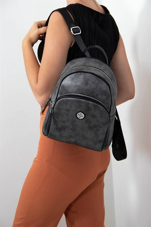 Silver & Polo SP1062 Kadın Sırt Çantası Petek M.Gümüş-Siyah